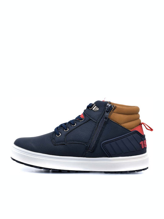 Anatomical Leather Kids Boots with Zipper Blue
