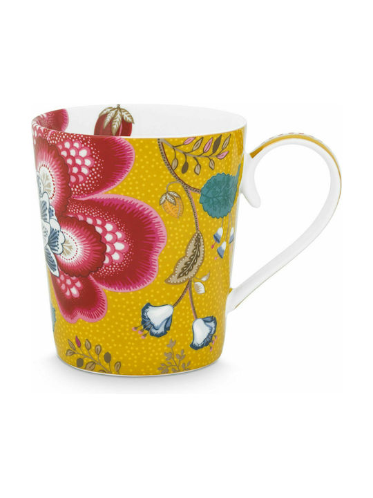 PiP Studio Alphabet Blushing Birds Tasse aus Porzellan Yellow 350ml 1Stück