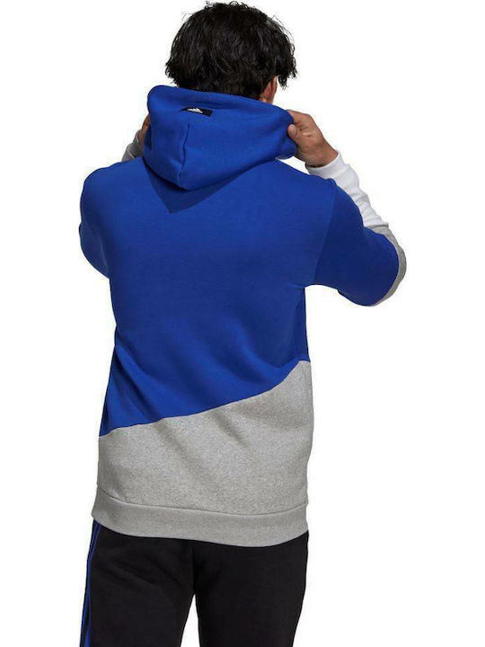 Adidas Sportswear Colorblock Men's Sweatshirt with Hood and Pockets Blue / Grey