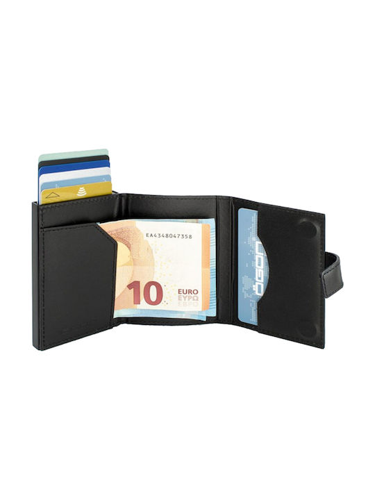 Ogon Designs Cascade Snap Δερμάτινο Ανδρικό Πορτοφόλι Καρτών με RFID και Μηχανισμό Slide Μαύρο