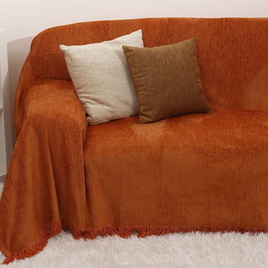 Anna Riska 1300 Ριχτάρι Πολυθρόνας Chenille 150x180εκ. Terracotta