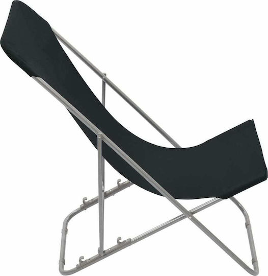 vidaXL Lounger-Armchair Beach with Recline 3 Slots Black Waterproof 57cm Set of 2pcs