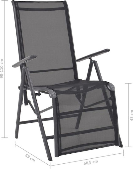 vidaXL Beach Armchair/Sunbed with Aluminum Frame Black