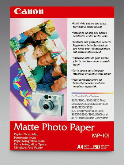 Canon MP-101 Photo Paper Matte A4 (21x30) 170gr/m² for Printers Inkjet 50 Sheets