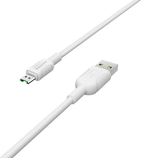 Borofone BX33 Billow Regular USB 2.0 to micro USB Cable Λευκό 1.2m
