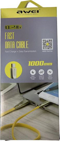 Awei CL-96 1m Flat USB 2.0 to micro USB Cable Yellow