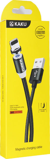 Kakusiga Geflochtenes Magnetisch Abnehmbares USB-A zu Lightning Kabel Schwarz 1m KSC-306-LIBL