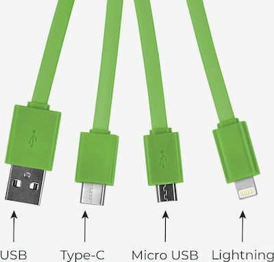 Legami Milano Link Up Keychain USB to Lightning / Type-C / micro USB Cable Avocado 0.08m (UCC0001)