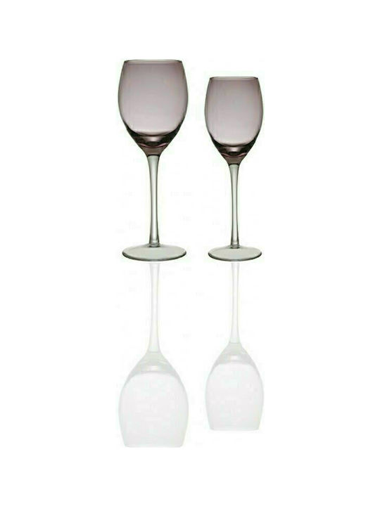 Cryspo Trio Irid Set Gläser Wasser aus Glas in Lila Farbe Mit Stiel 360ml 6Stück