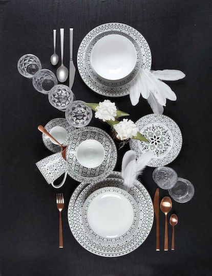 Cryspo Trio Nostro Black Porcelain Dinnerware Set 25.860.40 20pcs