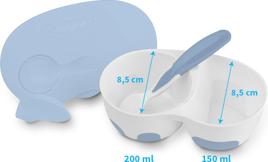 Babyono Babyono Kinderteller-Set Be Active aus Kunststoff Blau 2 Stück
