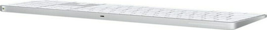 Apple Magic Keyboard With Numeric Keypad Ασύρματο Bluetooth Πληκτρολόγιο Ελληνικό Ασημί