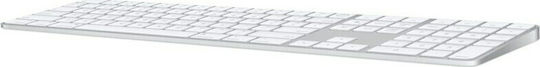 Apple Magic Keyboard With Numeric Keypad Ασύρματο Bluetooth Πληκτρολόγιο Ελληνικό Ασημί
