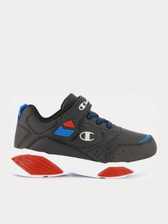 Low Cut Wave Kids Sneakers with Scratch & Lights Black