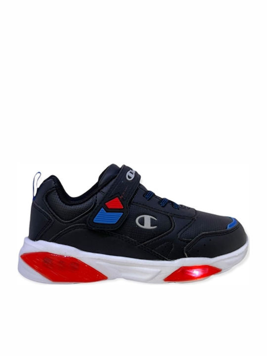 Low Cut Wave Kids Sneakers with Scratch & Lights Black