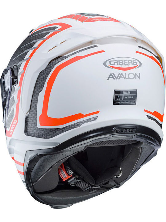 Caberg Avalon Forge K3 Matt White/Orange Fluo/Silver Κράνος Μηχανής Full Face 1500gr με Sunvisor