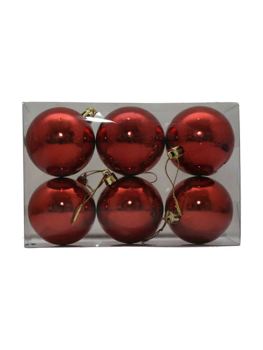 Fun World Weihnachtshänger Kugel Ornament Plastik Rot 6cm Set 6Stück