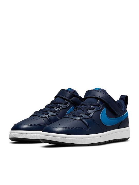 Court Court Borough Kids Sports Shoes Basketball with Hoop & Loop Closure Midnight Navy / Imperial Blue