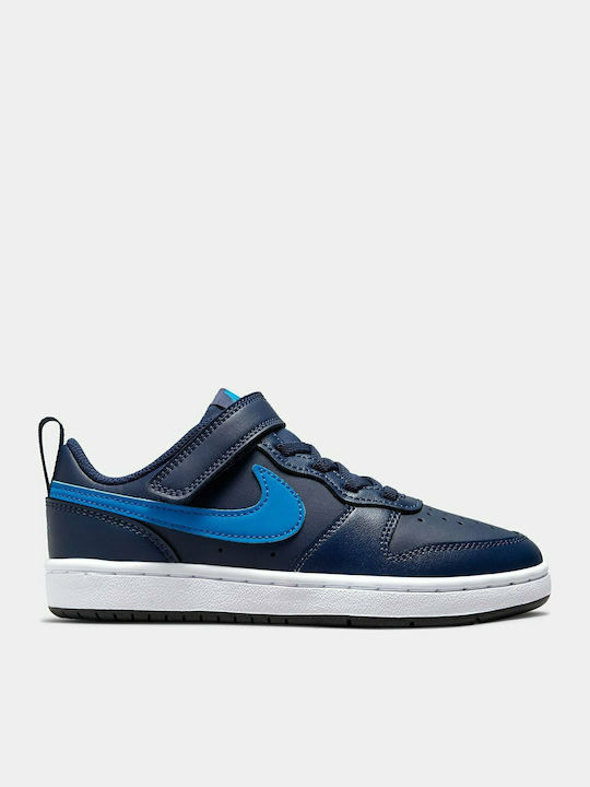 Court Court Borough Kids Sports Shoes Basketball with Hoop & Loop Closure Midnight Navy / Imperial Blue