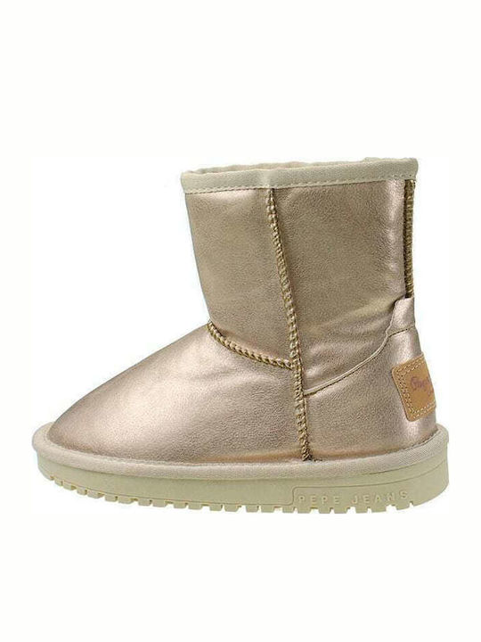 Style Lederne Kinder-Schneestiefel Gold
