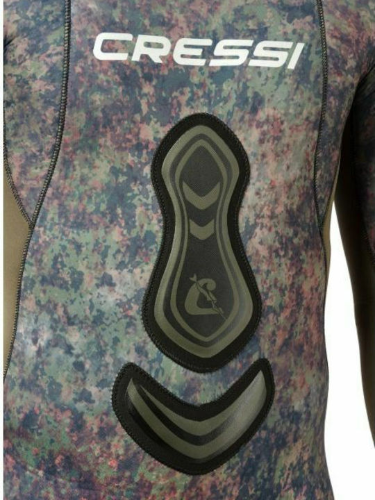 CressiSub Seppia Divisible Shaved Wetsuit with Chest Pad for Spearfishing Camouflage Green 5mm