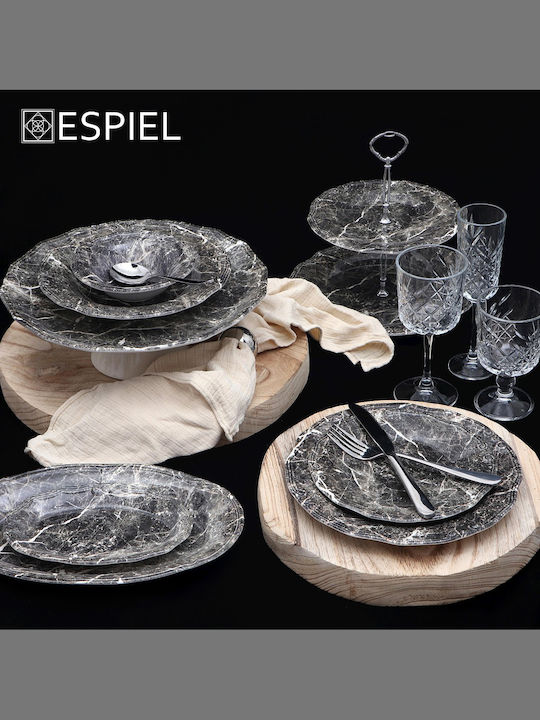 Espiel Marble Чиния Супа Керамика Черно с Диаметър 24см
