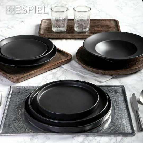 Espiel Step Plate Shallow made of Porcelain Black with Diameter 30cm