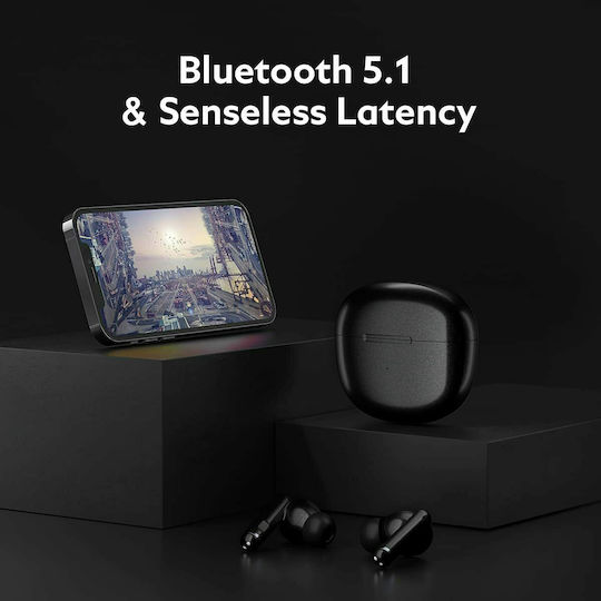 QCY HT03 In-ear Bluetooth Handsfree Ακουστικά με Θήκη Φόρτισης Μαύρα