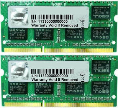 G.Skill 4GB DDR3 RAM με 2 Modules (2x2GB) και Ταχύτητα 1600 για Laptop