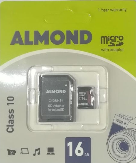 Almond microSDHC 16GB Class 10 με αντάπτορα