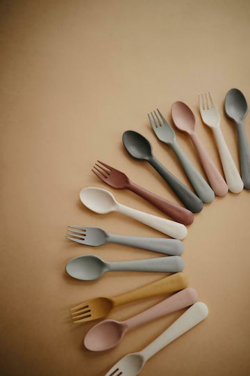 Mushie Βρεφικό Σετ με Πιρούνι Fork & Spoon από Σιλικόνη Caramel 2τμχ