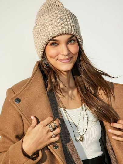 Beanie Γυναικείος Σκούφος με Rib Πλέξη Beige/Humus