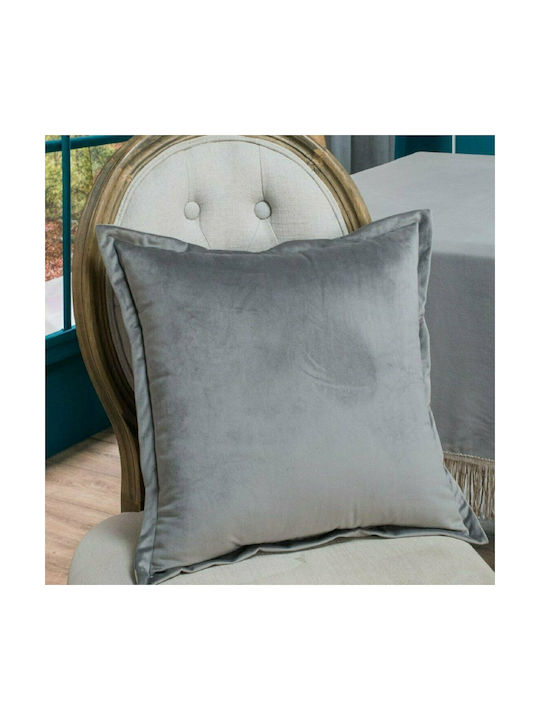 Teoran Decorative Pillow Case Velvet 11 Silver 45x45cm.