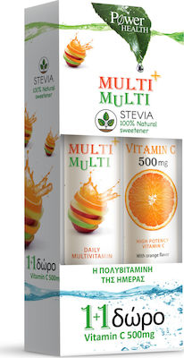 Power Of Nature Multi + Multi with Stevia & Vitamin C Multivitamin for Energy & Immune System Boost 500mg 44 eff. tabs