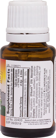 Nature's Plus Βιταμίνη D3 για Ενίσχυση του Ανοσοποιητικού & την Υγεία των Οστών 200iu Πορτοκάλι 10ml