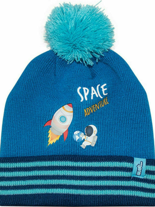 Kids Beanie Set with Scarf & Gloves Knitted Blue 2