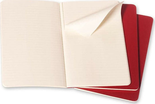 Moleskine Cahiers Large Σετ 3 Σημειωματάρια 16 Φύλλων Ριγέ Κόκκινα