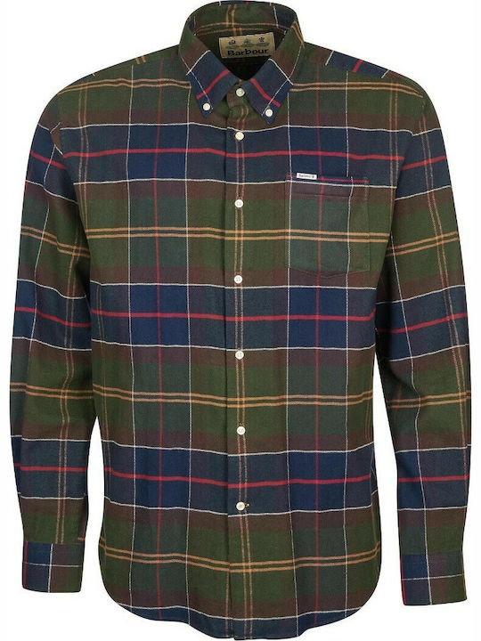 Cămașă din Flanelă cu Mâneci Lungi, Regular Fit, în Carouri, Kaki