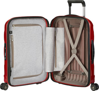 Samsonite C-Lite Spinner Kabinenreisekoffer Hartschalen Rot mit 4 Räder Höhe 55cm