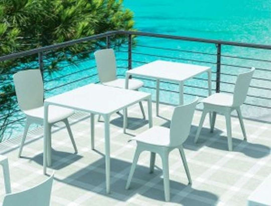 Τραπέζι για Μικρούς Εξωτερικούς Χώρους Πολυπροπυλενίου με Σκελετό Αλουμινίου Mango Λευκό 72x72x72εκ.