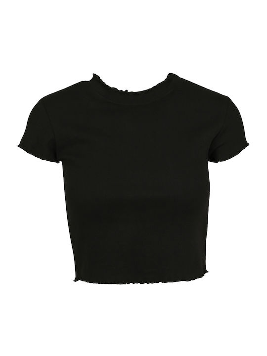 Women's Summer Crop Top Cotton Short Sleeve Black