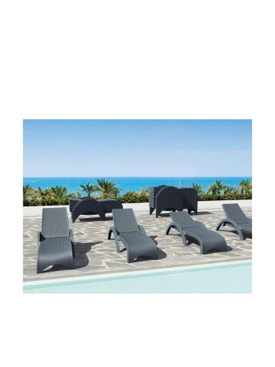 Ξαπλώστρα Πλαστική Fiji με Ρόδες Ανθρακί 187x73x44εκ.