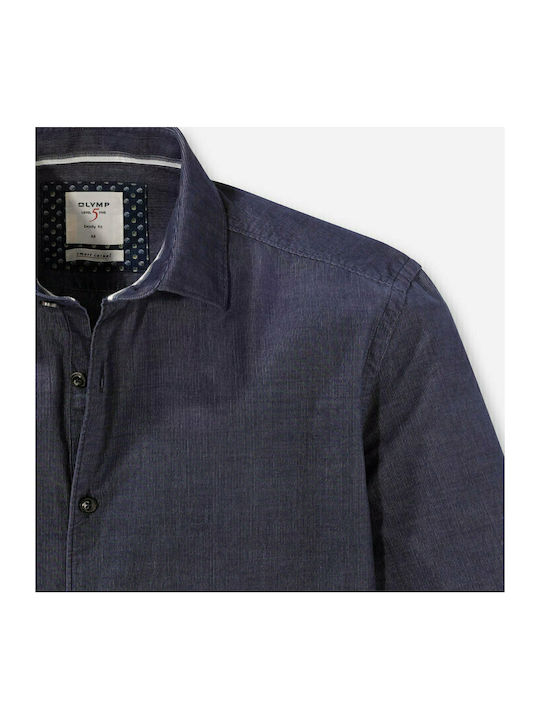 Olymp Level 5 Men's Shirt Long Sleeve Corduroy Navy Blue