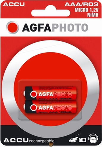 AgfaPhoto Wiederaufladbare Batterien AAA Ni-MH 900mAh 1.2V 2Stück