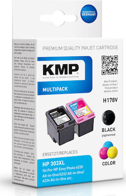 KMP H178V Compatible Inkjet Printer Ink Package HP 303XL T6N04AE/T6N03AE Multi (Color) / Black 4pcs