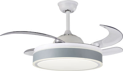 Sun Light Ceiling Fan 90cm with Light and Remote Control White