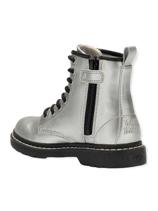Sofia Anatomical Leather Kids Boots with Zipper Silver