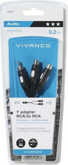 Vivanco Converter RCA male to RCA 2x female 1pcs (46027)