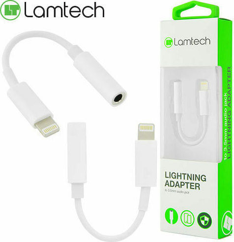 Lamtech Конвертор Lightning мъжки към 3.5mm женски Бял 1бр LAM063005