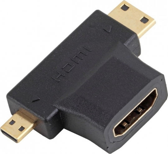 DeLock Μετατροπέας micro HDMI / mini HDMI male σε HDMI female 1τμχ 65666